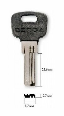 Заготовка ключа Gerda WKM1 с пластиком GDA-1.P x x GDA1P164 (оригинал)