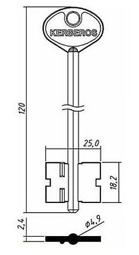 4 120 25. Заготовка ключа Керберос. Сувальдный ключ. Ширина ключа Керберос 4*4. Ключ бородочный pbn50.