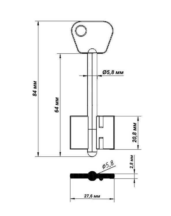 Заготовка ключа Богатырь-5 84/64*27,6*20,8 мм, лат., лит.