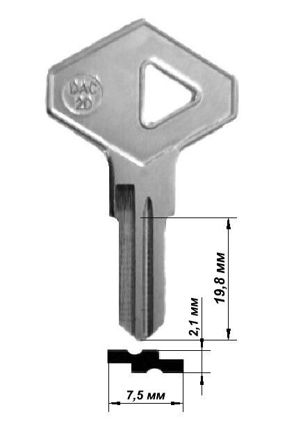 Заготовка ключа DAC-2D x x DCA2R Dacia