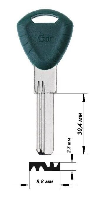 Заготовка ключа CRIT-238 2 паза (30,4*8,8*2,3) ст. AP- 1D Китай бронь